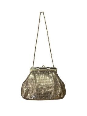 whiting and davis gold tone mesh evening bag
